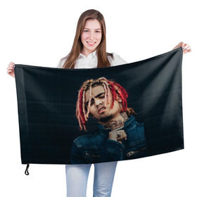 Флаг 3D с принтом Lil Pump в Петрозаводске, 100% полиэстер | плотность ткани — 95 г/м2, размер — 67 х 109 см. Принт наносится с одной стороны | Тематика изображения на принте: esketit | esskeetit | gang | lil | pump | rap | качер | лил | маленький | насос | памп | репер | рэпер | рэппер | с дредами | эшкере | эшкерее | эшкереее | эшкерееее | эщкере | эщкерее | эщкереее | эщкерееее