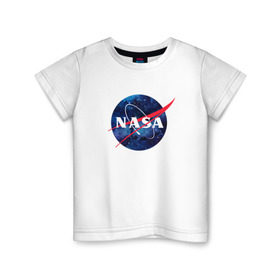 Детская футболка хлопок с принтом NASA в Петрозаводске, 100% хлопок | круглый вырез горловины, полуприлегающий силуэт, длина до линии бедер | nasa | астронавт | астрофизика | космическое агенство | космонавт | космос | наса | скафандр   | шлем