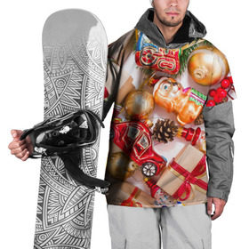 Накидка на куртку 3D с принтом Капризы Деда мороза в Петрозаводске, 100% полиэстер |  | елка | зима | игрушки | мороз | новый год | снег | снежинки | украшения