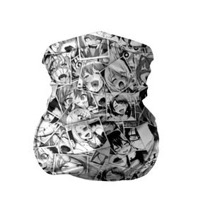 Бандана-труба 3D с принтом Ahegao в Петрозаводске, 100% полиэстер, ткань с особыми свойствами — Activecool | плотность 150‒180 г/м2; хорошо тянется, но сохраняет форму | anime | аниме | лицо | паттрен | чернобелый
