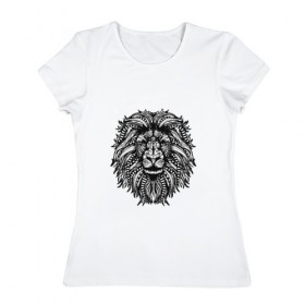 Женская футболка хлопок с принтом Лев рисованый в Петрозаводске, 100% хлопок | прямой крой, круглый вырез горловины, длина до линии бедер, слегка спущенное плечо | лев | рисунок