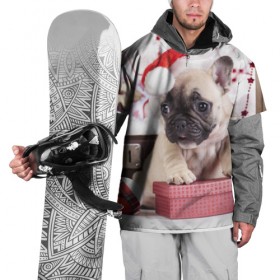 Накидка на куртку 3D с принтом Новогодние чудеса в Петрозаводске, 100% полиэстер |  | Тематика изображения на принте: елка | новый год | пес | снег | снежинки | собака | щенок
