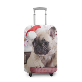 Чехол для чемодана 3D с принтом Новогодние чудеса в Петрозаводске, 86% полиэфир, 14% спандекс | двустороннее нанесение принта, прорези для ручек и колес | елка | новый год | пес | снег | снежинки | собака | щенок