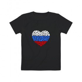 Детская футболка хлопок с принтом Сердце России в Петрозаводске, 100% хлопок | круглый вырез горловины, полуприлегающий силуэт, длина до линии бедер | 