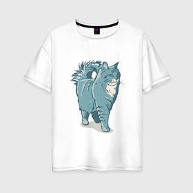 Женская футболка хлопок Oversize с принтом Котик в Петрозаводске, 100% хлопок | свободный крой, круглый ворот, спущенный рукав, длина до линии бедер
 | киса домашние животные | кот | котик | коты | кошка | кошки