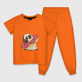 Детская пижама хлопок с принтом Мопс пончик в Петрозаводске, 100% хлопок |  брюки и футболка прямого кроя, без карманов, на брюках мягкая резинка на поясе и по низу штанин
 | мопс | новый год | пончик