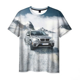 Мужская футболка 3D с принтом BMW X5 в Петрозаводске, 100% полиэфир | прямой крой, круглый вырез горловины, длина до линии бедер | auto | race | авто | автомобиль | бмв | бумер | бэха | гонки | марка | машина
