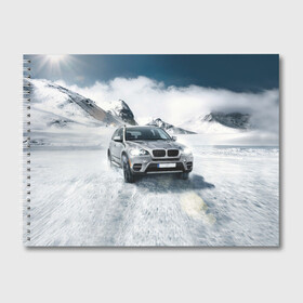 Альбом для рисования с принтом BMW X5 в Петрозаводске, 100% бумага
 | матовая бумага, плотность 200 мг. | auto | race | авто | автомобиль | бмв | бумер | бэха | гонки | марка | машина