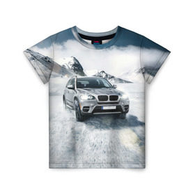 Детская футболка 3D с принтом BMW X5 в Петрозаводске, 100% гипоаллергенный полиэфир | прямой крой, круглый вырез горловины, длина до линии бедер, чуть спущенное плечо, ткань немного тянется | auto | race | авто | автомобиль | бмв | бумер | бэха | гонки | марка | машина