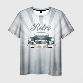 Мужская футболка 3D с принтом Ретро стайл 2 в Петрозаводске, 100% полиэфир | прямой крой, круглый вырез горловины, длина до линии бедер | Тематика изображения на принте: auto | race | авто | автомобиль | гонки | классика | марка | машина | ретро