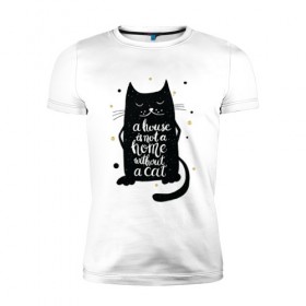 Мужская футболка премиум с принтом Black cat в Петрозаводске, 92% хлопок, 8% лайкра | приталенный силуэт, круглый вырез ворота, длина до линии бедра, короткий рукав | 