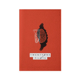 Обложка для паспорта матовая кожа с принтом Twenty One Pilots Red в Петрозаводске, натуральная матовая кожа | размер 19,3 х 13,7 см; прозрачные пластиковые крепления | 