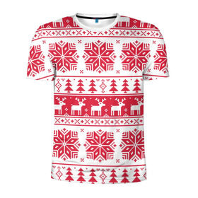 Мужская футболка 3D спортивная с принтом mc4 в Петрозаводске, 100% полиэстер с улучшенными характеристиками | приталенный силуэт, круглая горловина, широкие плечи, сужается к линии бедра | Тематика изображения на принте: елка | елки | новый год | олени | олень | свитер | снежинка | снежинки
