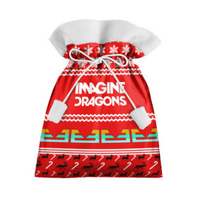 Подарочный 3D мешок с принтом Праздничный Imagine Dragons в Петрозаводске, 100% полиэстер | Размер: 29*39 см | dragons | imagine | альтернативный | американская | арена | бэн макки | группа | драгонс | дэн | дэн рейнольдс | знак | имеджин | инди | индирок | красный | надпись | новогодний | новый год | поп | праздник