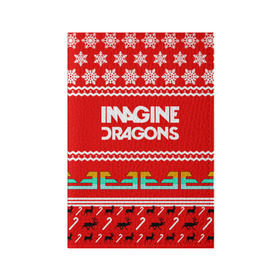 Обложка для паспорта матовая кожа с принтом Праздничный Imagine Dragons в Петрозаводске, натуральная матовая кожа | размер 19,3 х 13,7 см; прозрачные пластиковые крепления | dragons | imagine | альтернативный | американская | арена | бэн макки | группа | драгонс | дэн | дэн рейнольдс | знак | имеджин | инди | индирок | красный | надпись | новогодний | новый год | поп | праздник