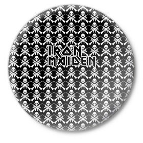 Значок с принтом Iron Maiden в Петрозаводске,  металл | круглая форма, металлическая застежка в виде булавки | iron maiden | адриан смит | айрон мейден | гроза | группа | дэйв мюррей | железная дева | ирон майден | метал | мрачный | музыка | песни | рок | стив харрис | тяжелый | флаг | хеви | хевиметал