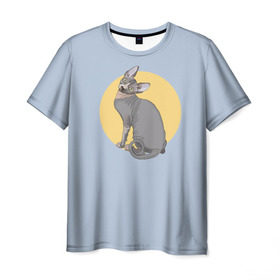 Мужская футболка 3D с принтом Сфинкс в Петрозаводске, 100% полиэфир | прямой крой, круглый вырез горловины, длина до линии бедер | Тематика изображения на принте: киса домашние животные | кот | котик | коты | кошка | кошки