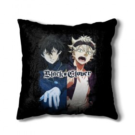 Подушка 3D с принтом Black Clover в Петрозаводске, наволочка – 100% полиэстер, наполнитель – холлофайбер (легкий наполнитель, не вызывает аллергию). | состоит из подушки и наволочки. Наволочка на молнии, легко снимается для стирки | Тематика изображения на принте: black clover | manga | аниме | астер | магия | манга | черный клевер