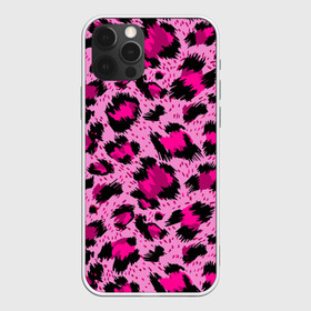 Чехол для iPhone 12 Pro с принтом Розовый леопард в Петрозаводске, силикон | область печати: задняя сторона чехла, без боковых панелей | Тематика изображения на принте: гепард | леопард