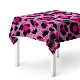 Скатерть 3D с принтом Розовый леопард в Петрозаводске, 100% полиэстер (ткань не мнется и не растягивается) | Размер: 150*150 см | Тематика изображения на принте: гепард | леопард