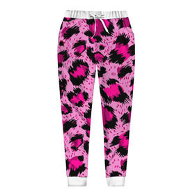 Женские брюки 3D с принтом Розовый леопард в Петрозаводске, полиэстер 100% | прямой крой, два кармана без застежек по бокам, с мягкой трикотажной резинкой на поясе и по низу штанин. В поясе для дополнительного комфорта — широкие завязки | гепард | леопард
