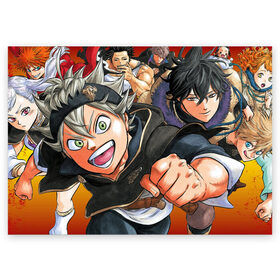 Поздравительная открытка с принтом Black Clover в Петрозаводске, 100% бумага | плотность бумаги 280 г/м2, матовая, на обратной стороне линовка и место для марки
 | black clover | manga | аниме | астер | магия | манга | черный клевер