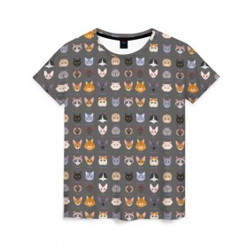 Женская футболка 3D с принтом Коты_8 в Петрозаводске, 100% полиэфир ( синтетическое хлопкоподобное полотно) | прямой крой, круглый вырез горловины, длина до линии бедер | киса домашние животные | кот | котик | котики | коты | кошка | кошки