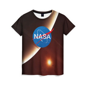 Женская футболка 3D с принтом NASA SPACE в Петрозаводске, 100% полиэфир ( синтетическое хлопкоподобное полотно) | прямой крой, круглый вырез горловины, длина до линии бедер | galaxy | nasa | space | астрономия | известные | космос | наса | планеты | сатурн
