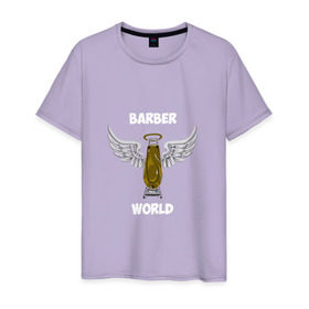 Мужская футболка хлопок с принтом Barber world в Петрозаводске, 100% хлопок | прямой крой, круглый вырез горловины, длина до линии бедер, слегка спущенное плечо. | барбер | барбершоп | цирюльник