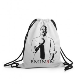 Рюкзак-мешок 3D с принтом Eminem в Петрозаводске, 100% полиэстер | плотность ткани — 200 г/м2, размер — 35 х 45 см; лямки — толстые шнурки, застежка на шнуровке, без карманов и подкладки | actor | american rapper | composer | eminem | music | rap | record producer | актёр | американский | композитор | музыка | музыкальный продюсер | рэп | рэпер