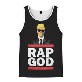 Мужская майка 3D с принтом Rap God Eminem в Петрозаводске, 100% полиэстер | круглая горловина, приталенный силуэт, длина до линии бедра. Пройма и горловина окантованы тонкой бейкой | actor | american rapper | composer | eminem | music | rap | rap god | record producer |   | актёр | американский | композитор | музыка | музыкальный продюсер | рэп | рэпер