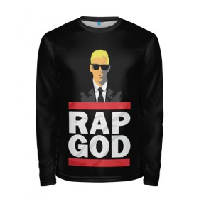 Мужской лонгслив 3D с принтом Rap God Eminem в Петрозаводске, 100% полиэстер | длинные рукава, круглый вырез горловины, полуприлегающий силуэт | actor | american rapper | composer | eminem | music | rap | rap god | record producer |   | актёр | американский | композитор | музыка | музыкальный продюсер | рэп | рэпер