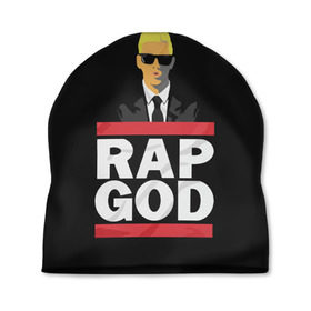 Шапка 3D с принтом Rap God Eminem в Петрозаводске, 100% полиэстер | универсальный размер, печать по всей поверхности изделия | Тематика изображения на принте: actor | american rapper | composer | eminem | music | rap | rap god | record producer |   | актёр | американский | композитор | музыка | музыкальный продюсер | рэп | рэпер