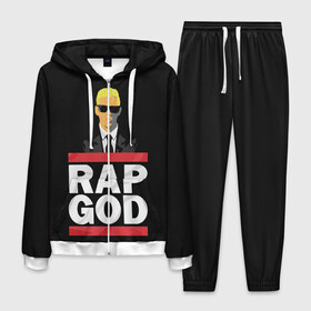 Мужской костюм 3D с принтом Rap God Eminem в Петрозаводске, 100% полиэстер | Манжеты и пояс оформлены тканевой резинкой, двухслойный капюшон со шнурком для регулировки, карманы спереди | Тематика изображения на принте: actor | american rapper | composer | eminem | music | rap | rap god | record producer |   | актёр | американский | композитор | музыка | музыкальный продюсер | рэп | рэпер