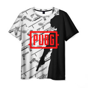 Мужская футболка 3D с принтом PUBG WEAPONS в Петрозаводске, 100% полиэфир | прямой крой, круглый вырез горловины, длина до линии бедер | playerunknowns battlegrounds | pubg