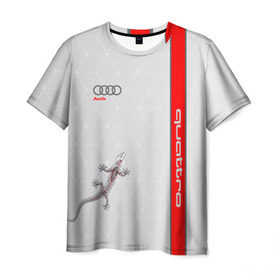 Мужская футболка 3D с принтом AUDI QUATTRO в Петрозаводске, 100% полиэфир | прямой крой, круглый вырез горловины, длина до линии бедер | audi | car | race | авто | автомобиль | ауди | гонки | марка | машина