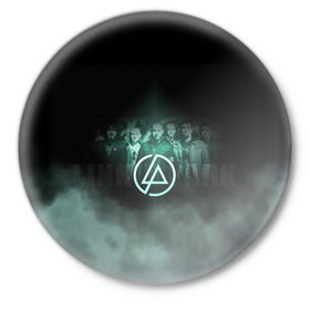 Значок с принтом Группа Linkin Park в Петрозаводске,  металл | круглая форма, металлическая застежка в виде булавки | chester bennington | linkin park | беннингтон честер | линкин парк | майк