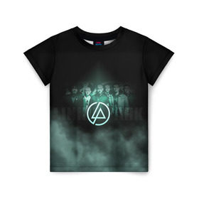 Детская футболка 3D с принтом Группа Linkin Park в Петрозаводске, 100% гипоаллергенный полиэфир | прямой крой, круглый вырез горловины, длина до линии бедер, чуть спущенное плечо, ткань немного тянется | chester bennington | linkin park | беннингтон честер | линкин парк | майк