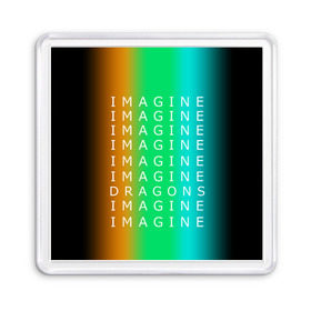 Магнит 55*55 с принтом IMAGINE DRAGONS в Петрозаводске, Пластик | Размер: 65*65 мм; Размер печати: 55*55 мм | evolve | imagine dragons | new age | вокалист | группа | драгонс | известные | личности | надписи | реп | рок | триколор | фирменные цвета | яркие