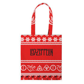 Сумка 3D повседневная с принтом Праздничный Led Zeppelin в Петрозаводске, 100% полиэстер | Плотность: 200 г/м2; Размер: 34×35 см; Высота лямок: 30 см | led zeppelin | блюз | группа | джимми пейдж | джон генри бонэм | джон пол джонс | знак | красный | лед зепелен | лед зеппелин | метал | надпись | новогодний | новый год | праздник | роберт плант | рождество
