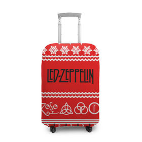 Чехол для чемодана 3D с принтом Праздничный Led Zeppelin в Петрозаводске, 86% полиэфир, 14% спандекс | двустороннее нанесение принта, прорези для ручек и колес | led zeppelin | блюз | группа | джимми пейдж | джон генри бонэм | джон пол джонс | знак | красный | лед зепелен | лед зеппелин | метал | надпись | новогодний | новый год | праздник | роберт плант | рождество
