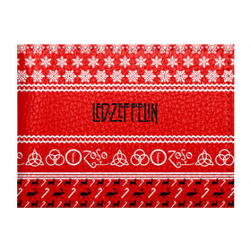 Обложка для студенческого билета с принтом Праздничный Led Zeppelin в Петрозаводске, натуральная кожа | Размер: 11*8 см; Печать на всей внешней стороне | Тематика изображения на принте: led zeppelin | блюз | группа | джимми пейдж | джон генри бонэм | джон пол джонс | знак | красный | лед зепелен | лед зеппелин | метал | надпись | новогодний | новый год | праздник | роберт плант | рождество
