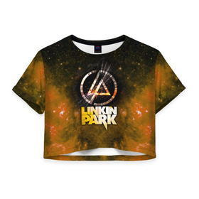 Женская футболка 3D укороченная с принтом Linkin Park космос в Петрозаводске, 100% полиэстер | круглая горловина, длина футболки до линии талии, рукава с отворотами | bennington | chester | linkin park | альтернативный | беннингтон | группа | ленкин | линкин | майк | метал | музыкант | ню | нюметал | парк | певец | рок | рэп | честер | электроник