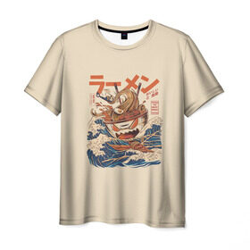 Мужская футболка 3D с принтом Рамэн в Петрозаводске, 100% полиэфир | прямой крой, круглый вырез горловины, длина до линии бедер | japan | monster | monsters | ramen | лапша | макароны | монстр | монстры | рамэн | япония