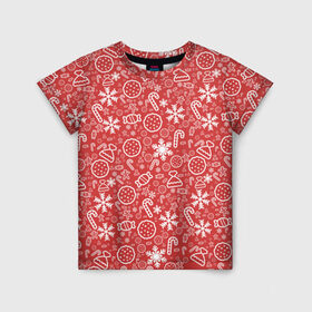Детская футболка 3D с принтом Happy xmas в Петрозаводске, 100% гипоаллергенный полиэфир | прямой крой, круглый вырез горловины, длина до линии бедер, чуть спущенное плечо, ткань немного тянется | Тематика изображения на принте: merry christmas | santa | xmas | дед мороз | елка | зима | новый год | олени | подарки | рождество | санта клаус | снег | снеговик | старый год | фейерверк