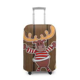 Чехол для чемодана 3D с принтом Мастерская Деда Мороза в Петрозаводске, 86% полиэфир, 14% спандекс | двустороннее нанесение принта, прорези для ручек и колес | зима | игрушки | лед | лось | олень | праздник | рога | снежинка | узор | украшения