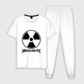 Мужская пижама хлопок с принтом Megadeth в Петрозаводске, 100% хлопок | брюки и футболка прямого кроя, без карманов, на брюках мягкая резинка на поясе и по низу штанин
 | megadet | megadeth | группа | дирк вербурен | дэвид эллефсон | дэйв мастейн | кико лоурейро | мегадет | мегадетх | метал | рок | трэш | трэшметал | тяжелый | хард | хардрок | хеви | хевиметал