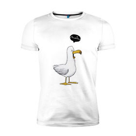 Мужская футболка премиум с принтом чайка в Петрозаводске, 92% хлопок, 8% лайкра | приталенный силуэт, круглый вырез ворота, длина до линии бедра, короткий рукав | чайка
