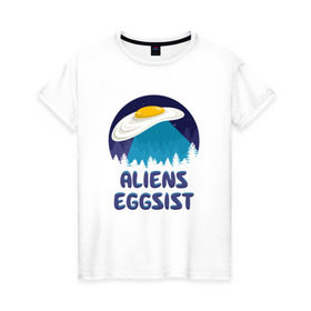 Женская футболка хлопок с принтом НЛО яйца в Петрозаводске, 100% хлопок | прямой крой, круглый вырез горловины, длина до линии бедер, слегка спущенное плечо | инопланетяне | нло | секретные материалы | яйца