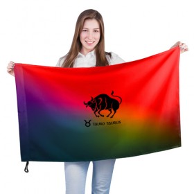 Флаг 3D с принтом Телец(Taurus) в Петрозаводске, 100% полиэстер | плотность ткани — 95 г/м2, размер — 67 х 109 см. Принт наносится с одной стороны | 